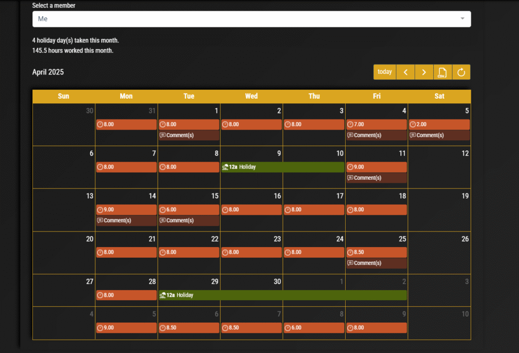 staff time tracking software calendar dashboard clock commander