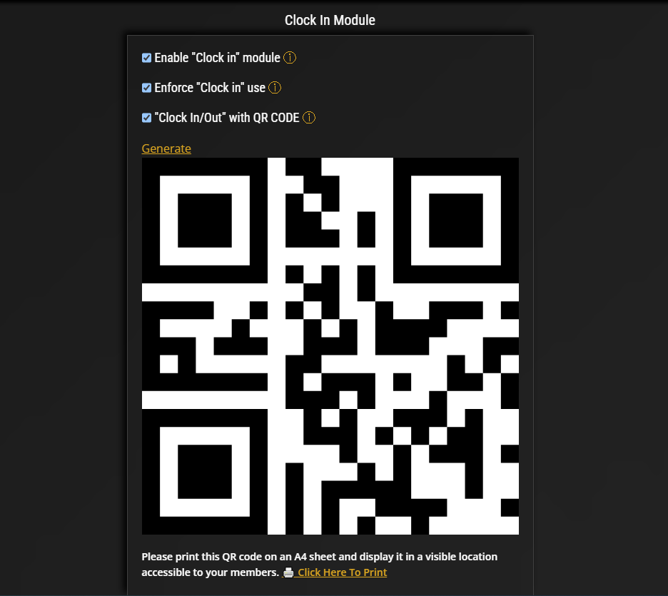 staff time tracking software qr code generation clock commander